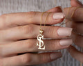 Sterling Silver Two Initial Necklace: Personalized Letter Pendant