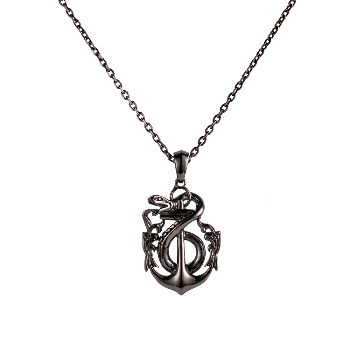 Nautical Anchor Serpent Coiled Necklace  Necklace  Charmora Jewelry