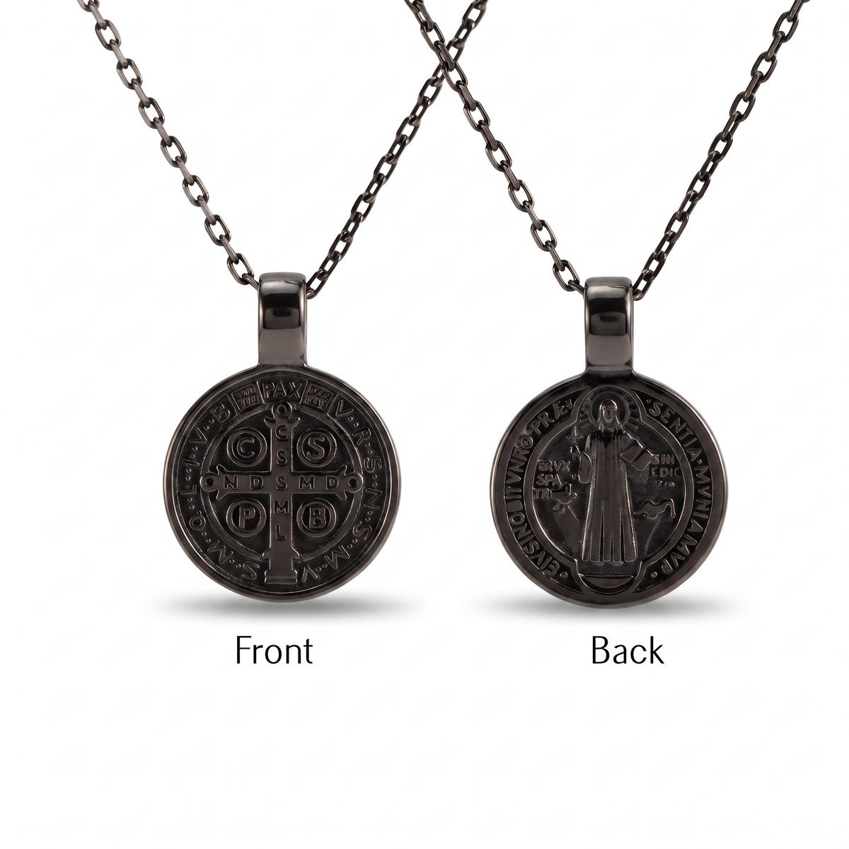 Saint Benedict Double Sided Medal Necklace  Necklace  Charmora Jewelry