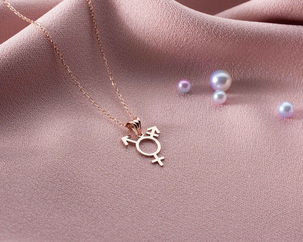 Sterling Silver Transgender Symbol Necklace: Pride LGBT Jewelry