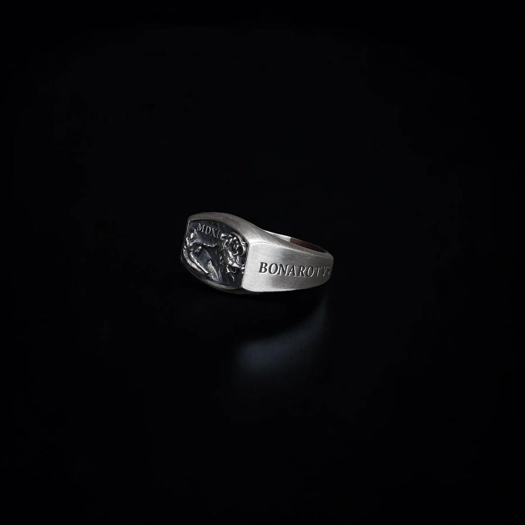 Sterling Silver Michelangelo Ring: Renaissance Art, Hand of God   Charmora Jewelry