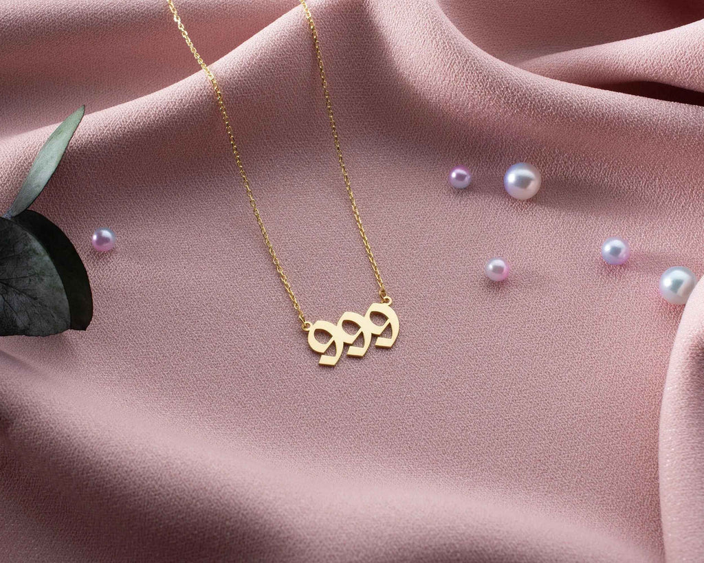 Gold 999 Angel Number Necklace: Sterling Silver Numerology Jewelry