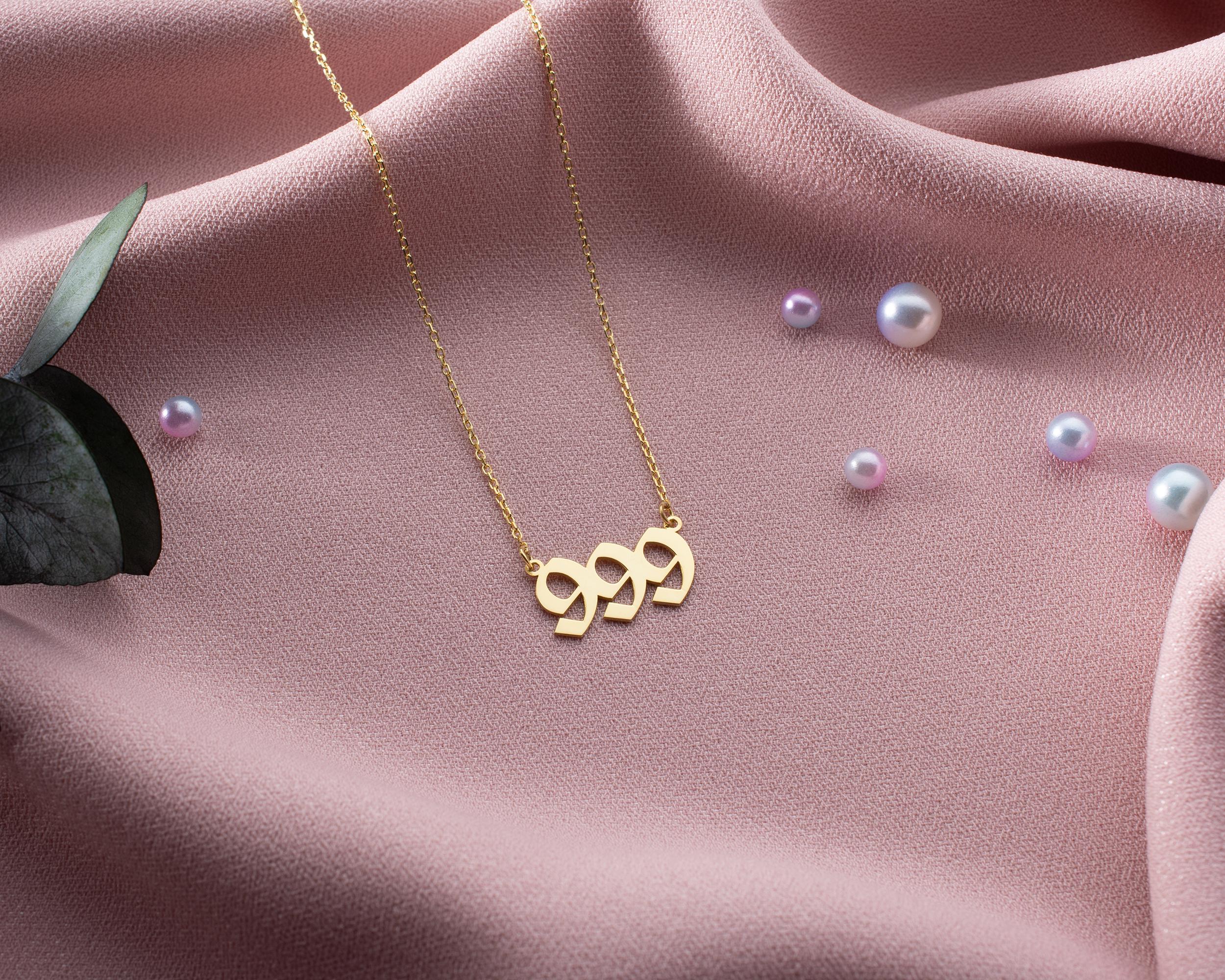 Collier Nombre Angélique Or 999 : Bijou Numérologie en Argent Sterling