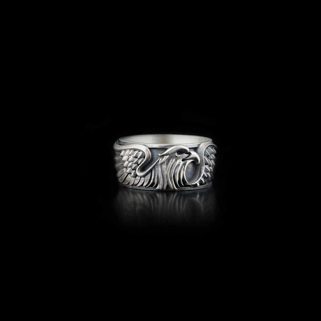 Eagle Ring Sterling Silver, Bird Wrap Ring, Wildlife Jewelry, Animal Lover Gift, Adjustable Band   Charmora Jewelry