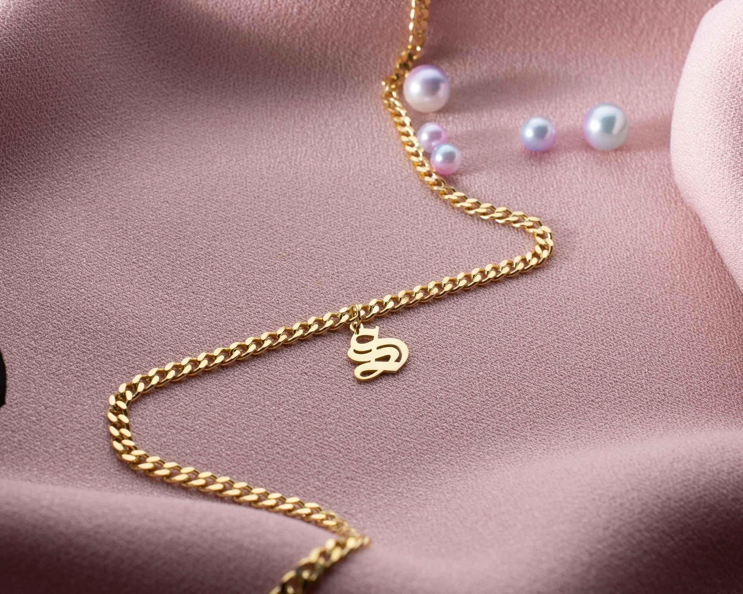 Personalized Initial Anklet: Sterling Silver Custom Letter Jewelry
