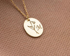Birth Flower Initial Necklace: Engraved Sterling Silver Personalized Jewelry