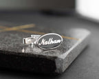 Personalized Sterling Silver Cufflinks: Engraved Initial Wedding Groomsmen Gift   Charmora Jewelry