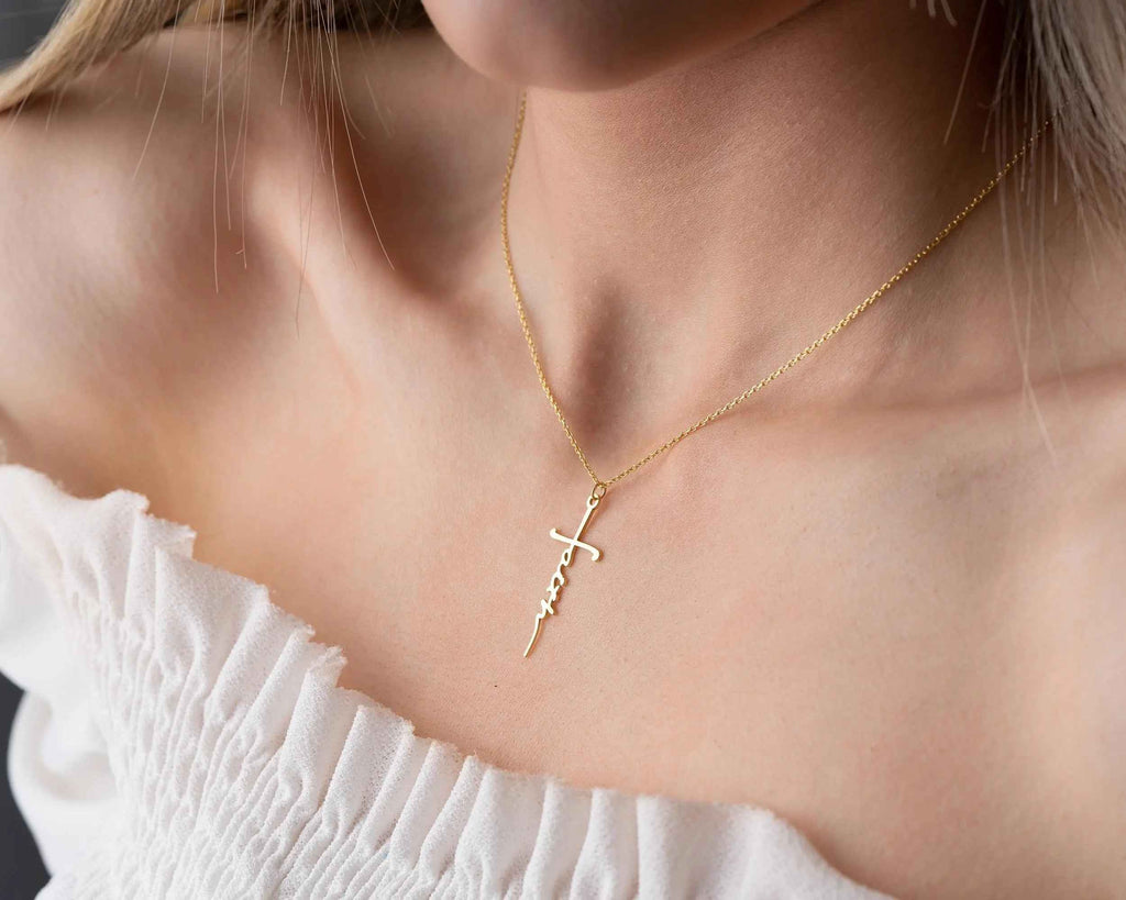Personalized Sterling Silver Cross Necklace: Faith Jewelry Gift