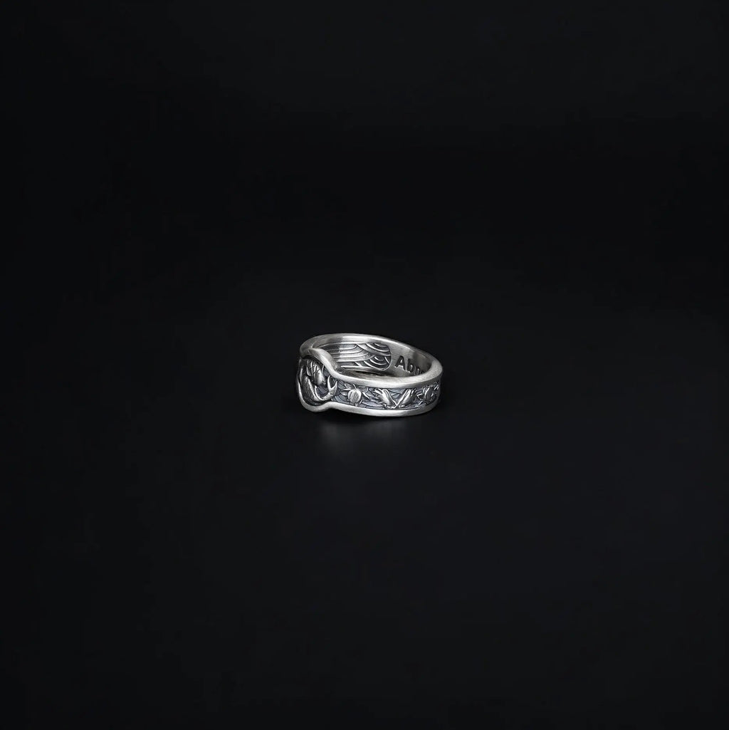 Sterling Silver Japanese Koi Fish Ring, Fish Lover Gift   Charmora Jewelry