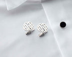 Monogrammed Sterling Silver Cufflinks, Personalized Initial Cuff Links