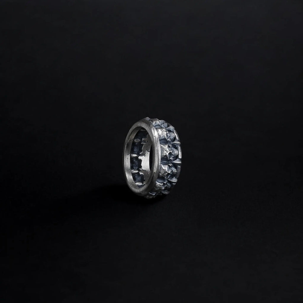 Handmade Oxidized Sterling Silver Skull Ring: Gothic Jewelry Gift   Charmora Jewelry