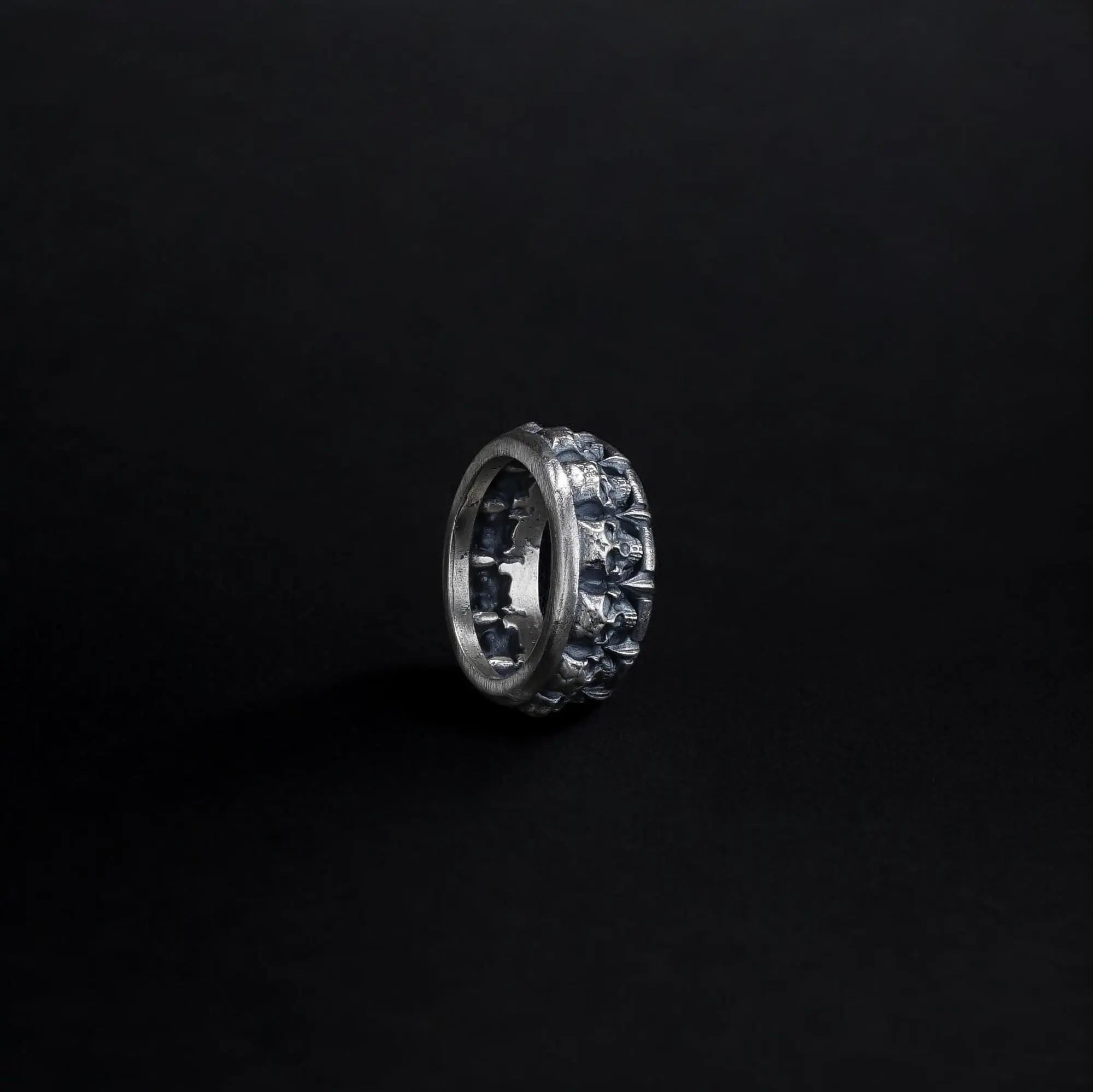 Handmade Oxidized Sterling Silver Skull Ring: Gothic Jewelry Gift   Charmora Jewelry