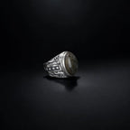 Large Labradorite Sterling Silver Ring - Handmade Mens Gemstone Ring   Charmora Jewelry