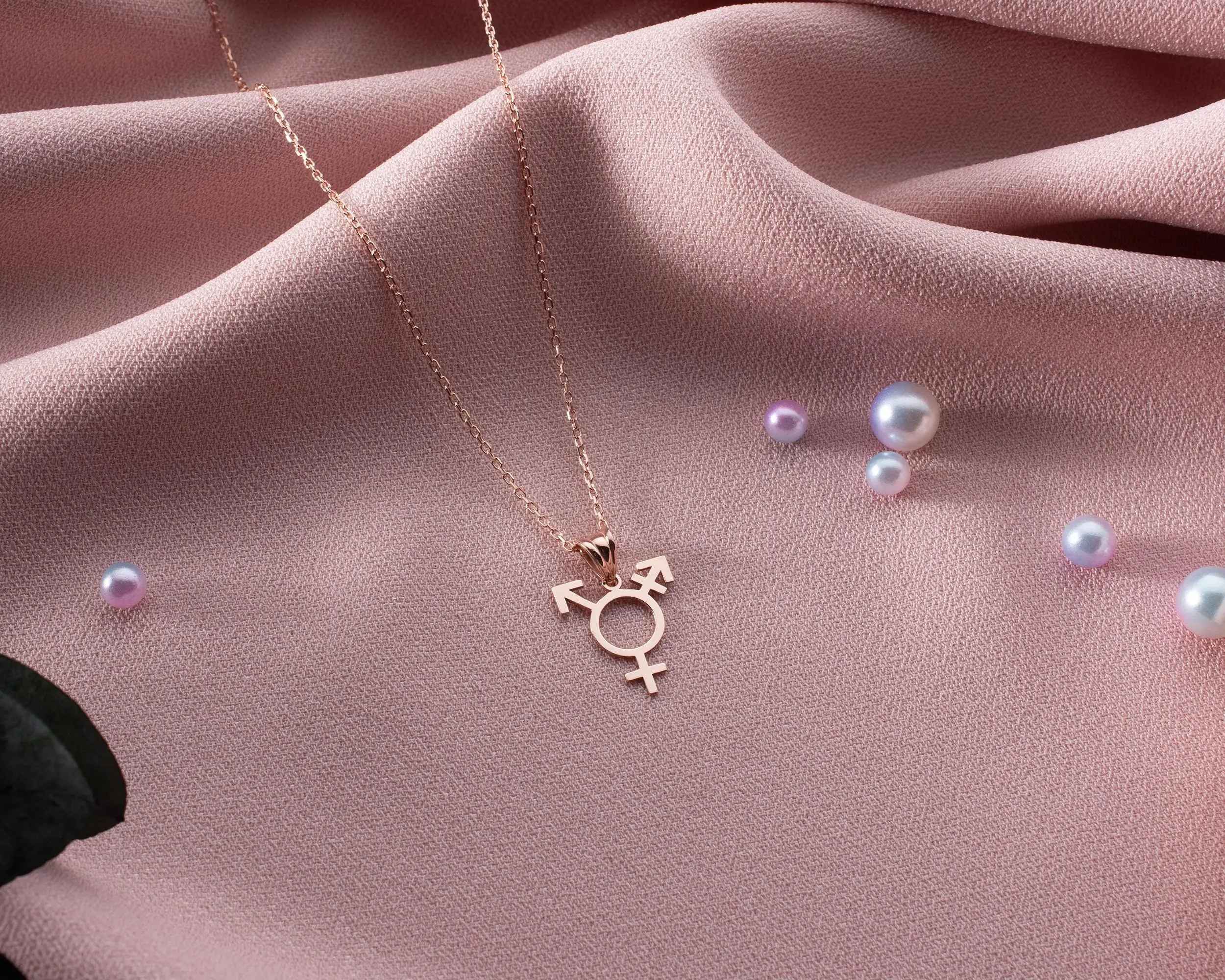 Sterling Silver Transgender Symbol Necklace: Pride LGBT Jewelry