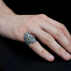 Poseidon Sterling Silver Ring: Greek Mythology Neptune Symbol   Charmora Jewelry