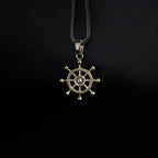 Sterling Silver Nautical Ship Wheel Necklace Gold Pendant   Charmora Jewelry