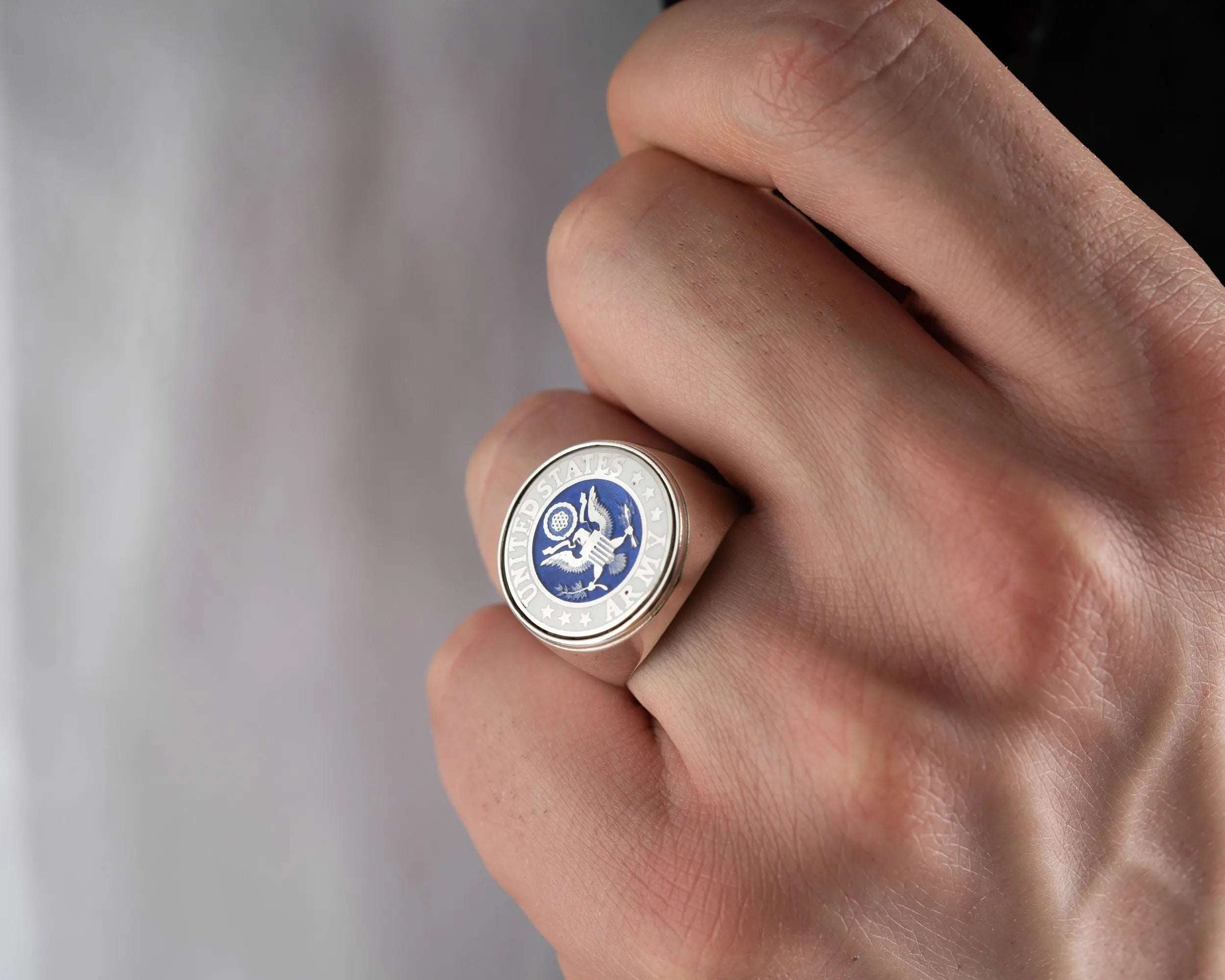 Sterling Silver American Coat of Arms Ring: Patriotic Bird Jewelry   Charmora Jewelry