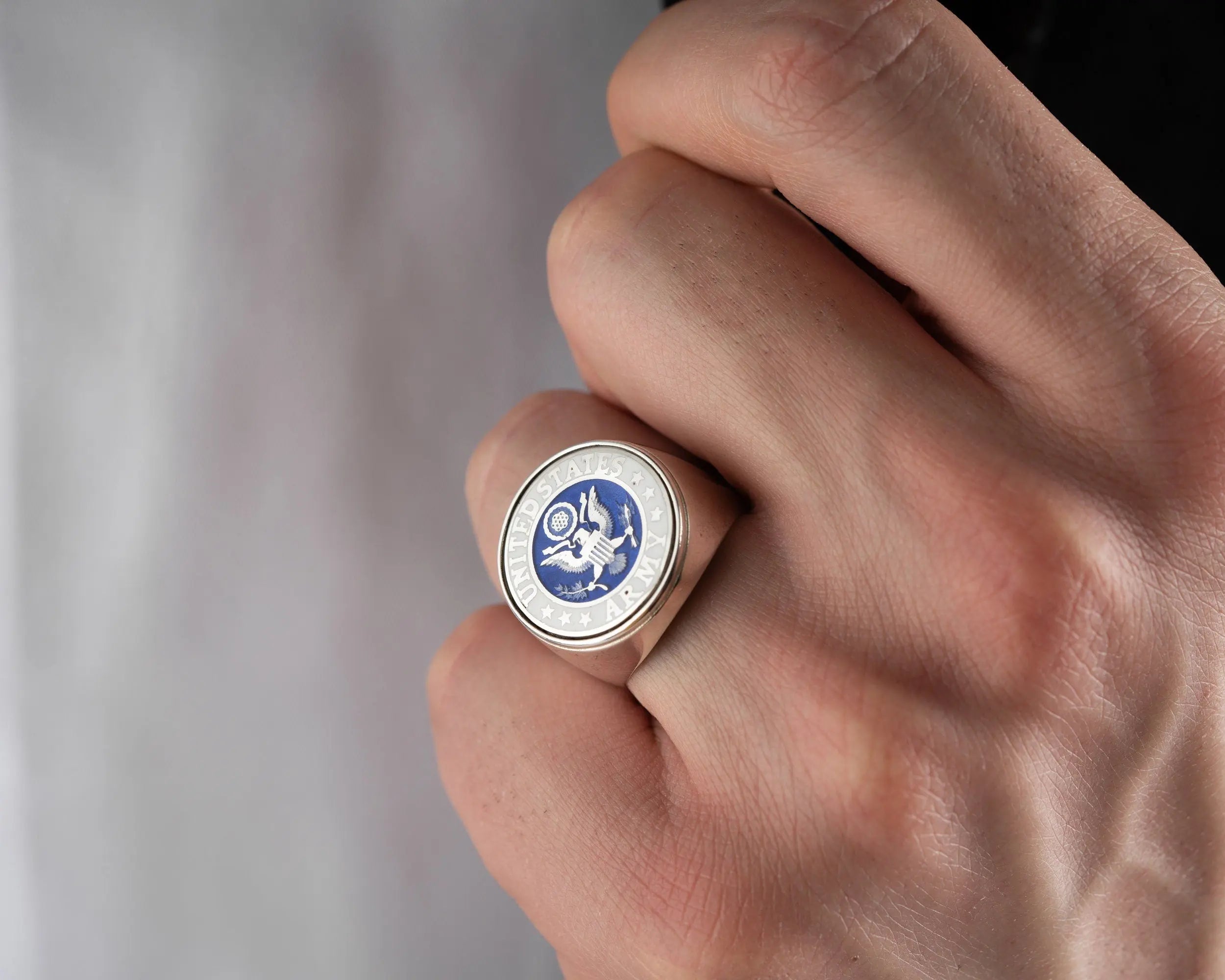 Sterling Silver American Coat of Arms Ring: Patriotic Bird Jewelry