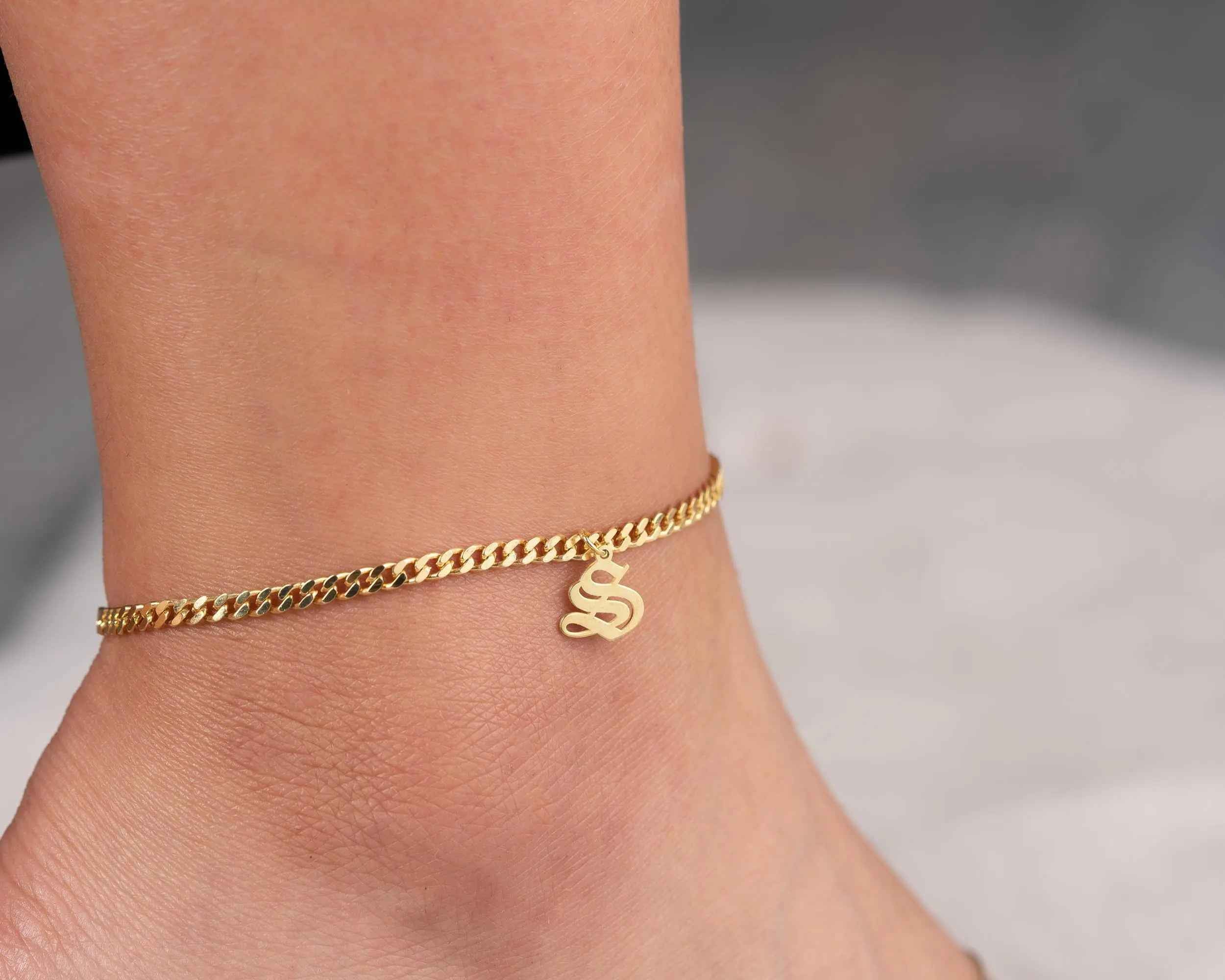 Personalized Initial Anklet: Sterling Silver Custom Letter Jewelry