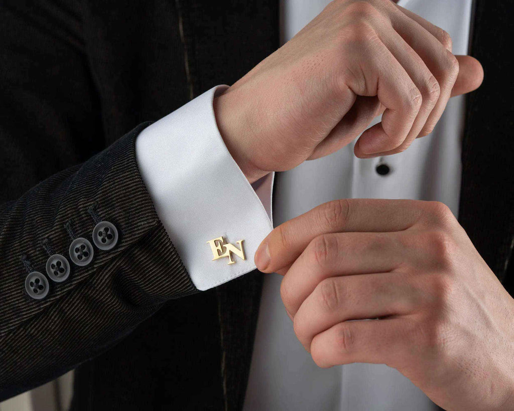Sterling Silver Initial Cufflinks: Personalized Letter Groomsmen Gift