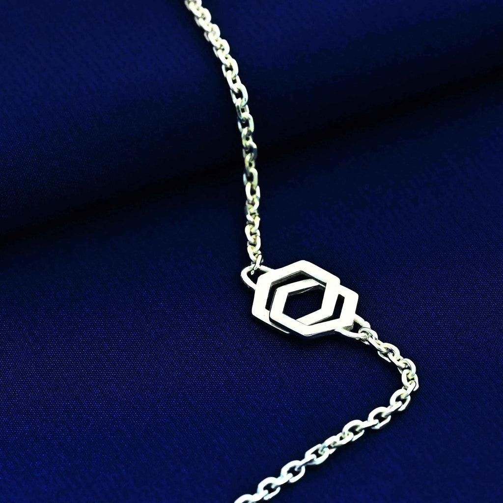 Sterling Silver Geometric Bracelet: Minimal Modern Chain Jewelry