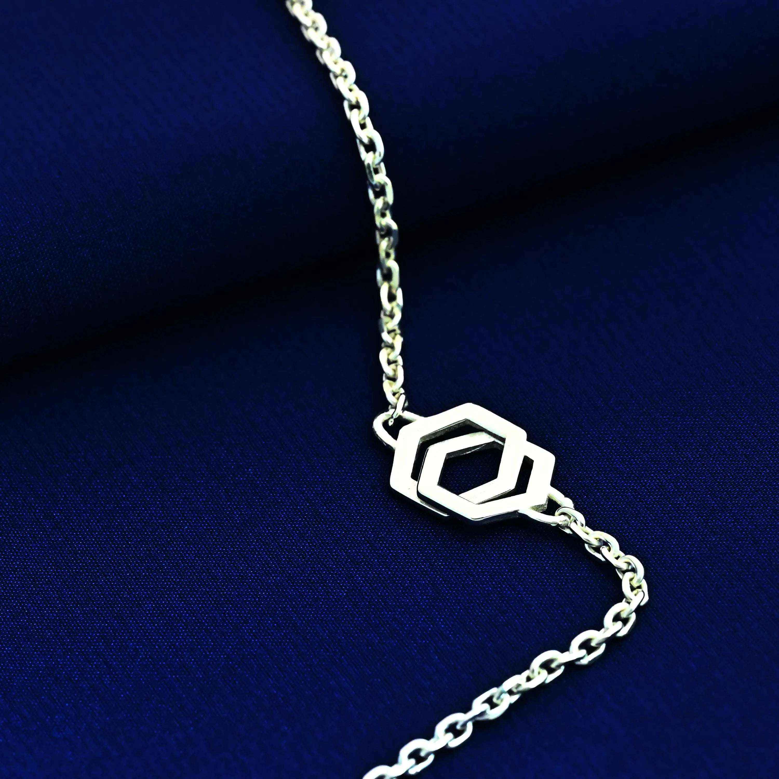 Sterling Silver Geometric Bracelet: Minimal Modern Chain Jewelry