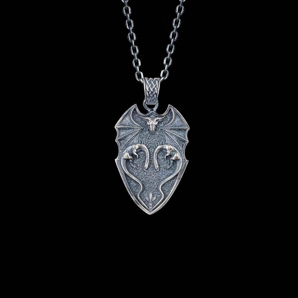 Oxidized Sterling Silver Dragon Pendant Necklace: Handmade Charm