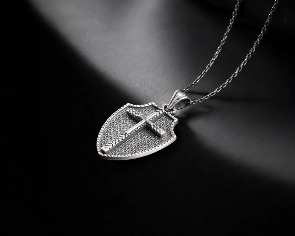 Sterling Silver Cross Necklace: Oxidized Christian Pendant   Charmora Jewelry
