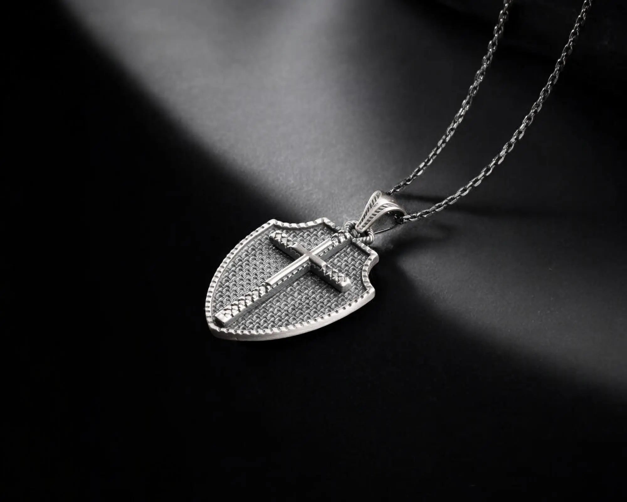 Sterling Silver Cross Necklace: Oxidized Christian Pendant   Charmora Jewelry