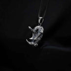 Oxidized Sterling Silver Rhino Pendant, Animal Necklace for Men
