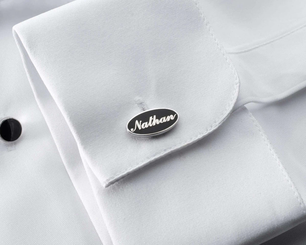 Personalized Sterling Silver Cufflinks: Engraved Initial Wedding Groomsmen Gift   Charmora Jewelry
