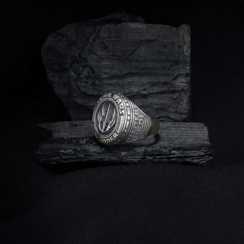Sterling Silver Star Wars Ring: Jedi Order Symbol, Galactic Jewelry   Charmora Jewelry