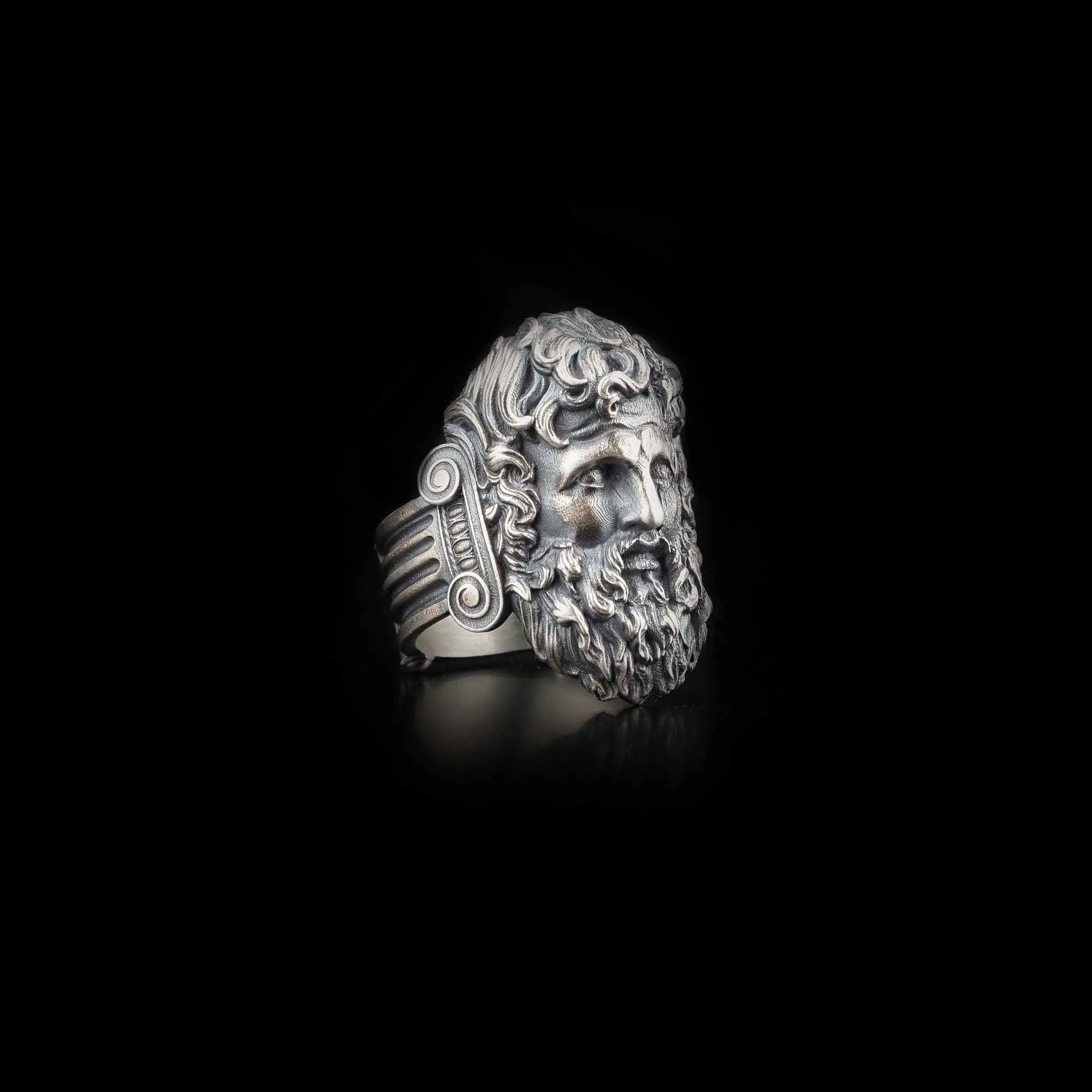 Bague Poséidon en argent sterling : Symbole de Neptune de la mythologie grecque
