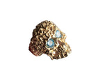 Sterling Silver Skull Ring: Turquoise Zircon Gothic Mens Jewelry