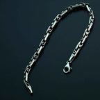 925 Sterling Silver Gemstone Chain Bracelet for Men,Minimal Gothic Men’s Jewelry Gift
