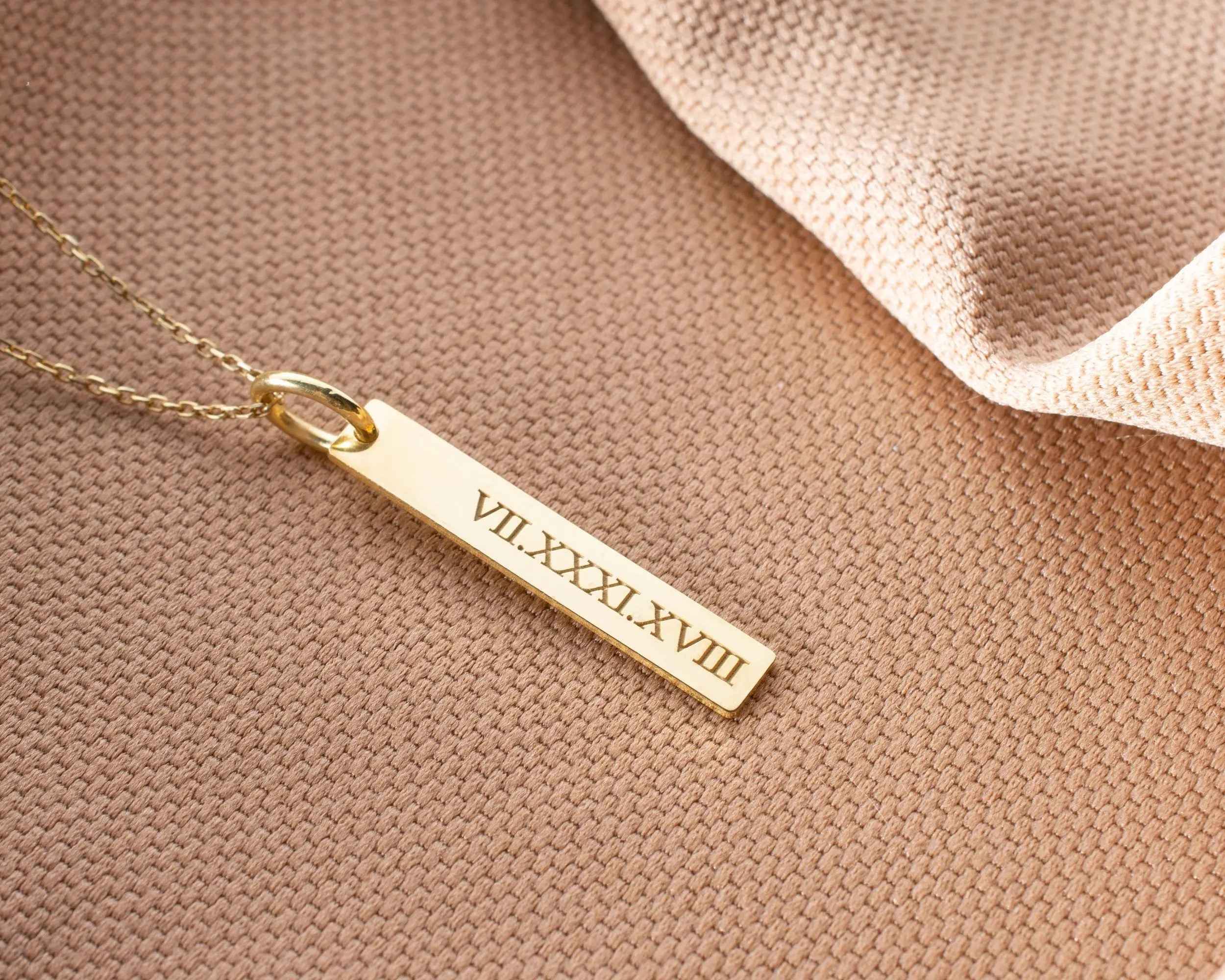 Sterling Silver Roman Numeral Necklace: Custom Date Pendant