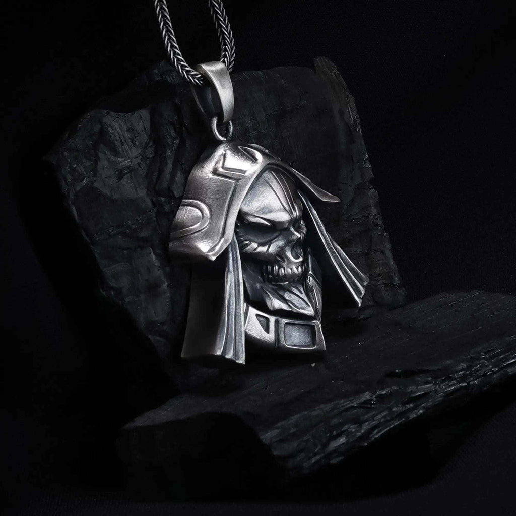 Oxidized Sterling Silver Skull Necklace - Handmade Men's Jewelry