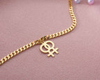 Sterling Silver Lesbian Symbol Anklet: Pride LGBTQ Jewelry