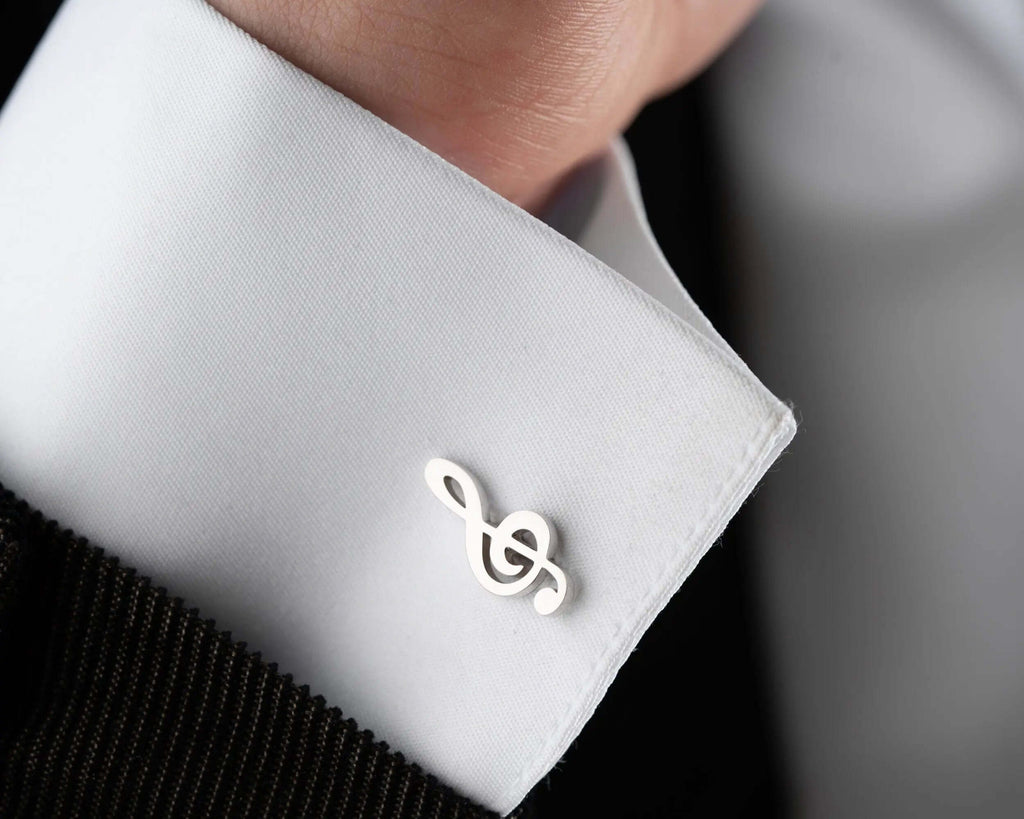 Sterling Silver Music Note Cufflinks: Musician Wedding Groomsmen Gift   Charmora Jewelry