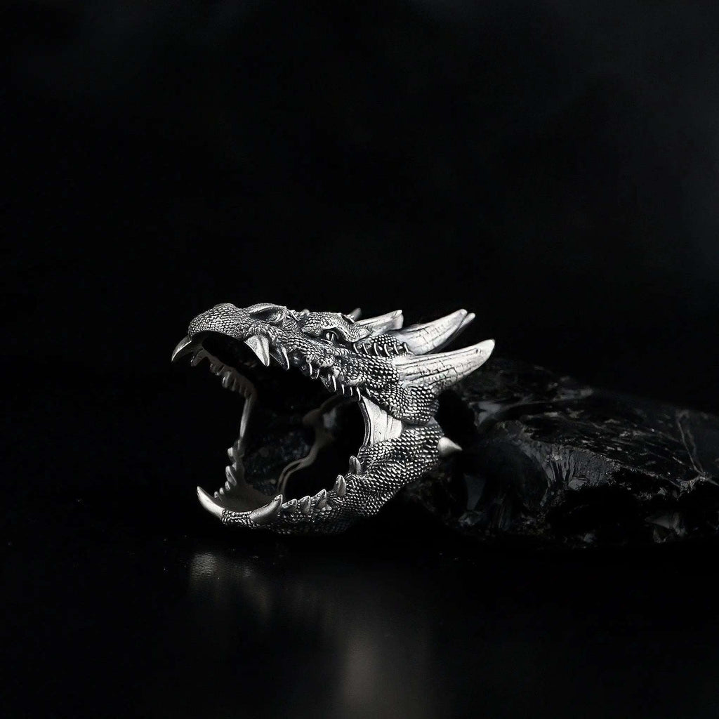 Sterling Silver Dragon Ring: Handmade Asian Mythology Jewelry   Charmora Jewelry