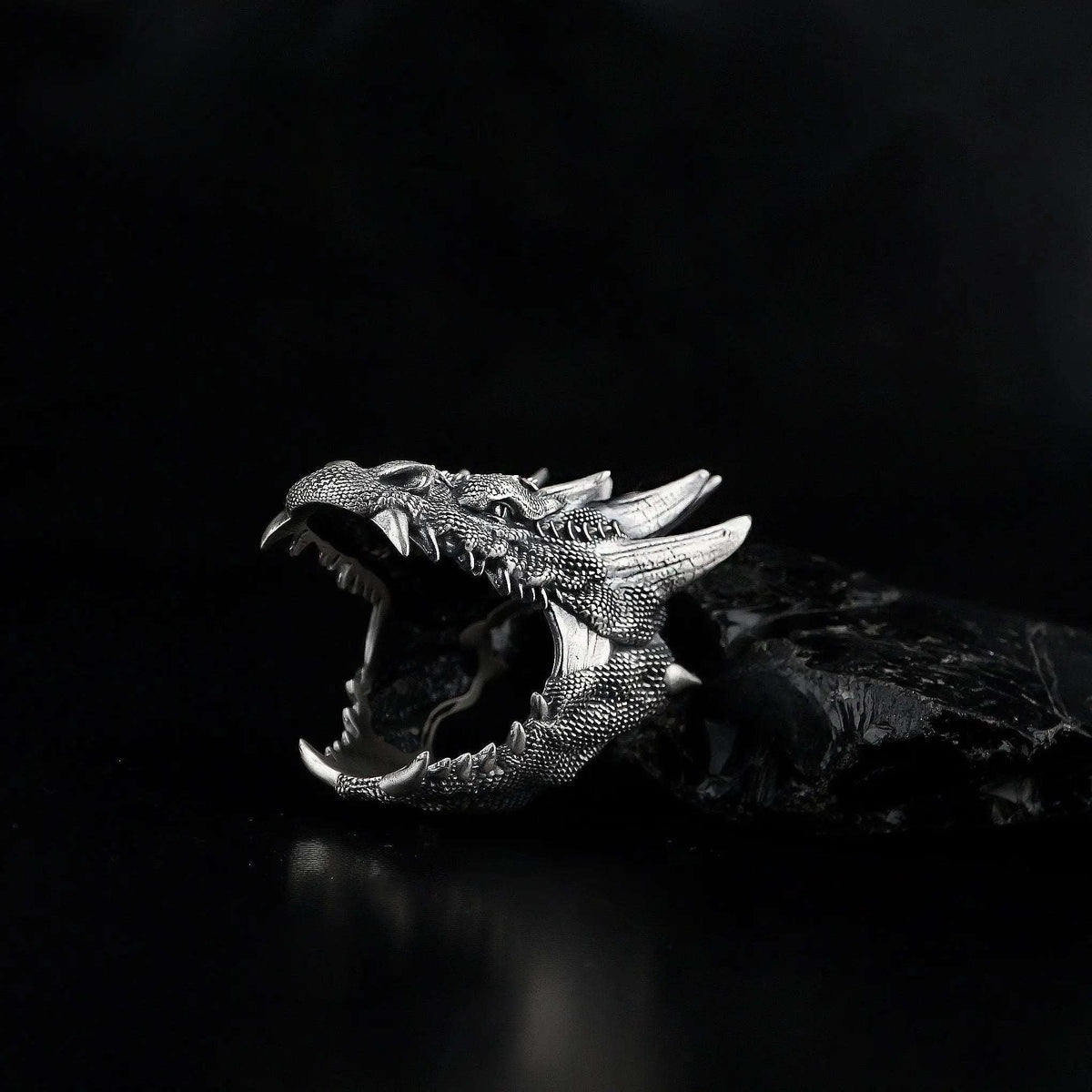 Sterling Silver Dragon Ring: Handmade Asian Mythology Jewelry   Charmora Jewelry