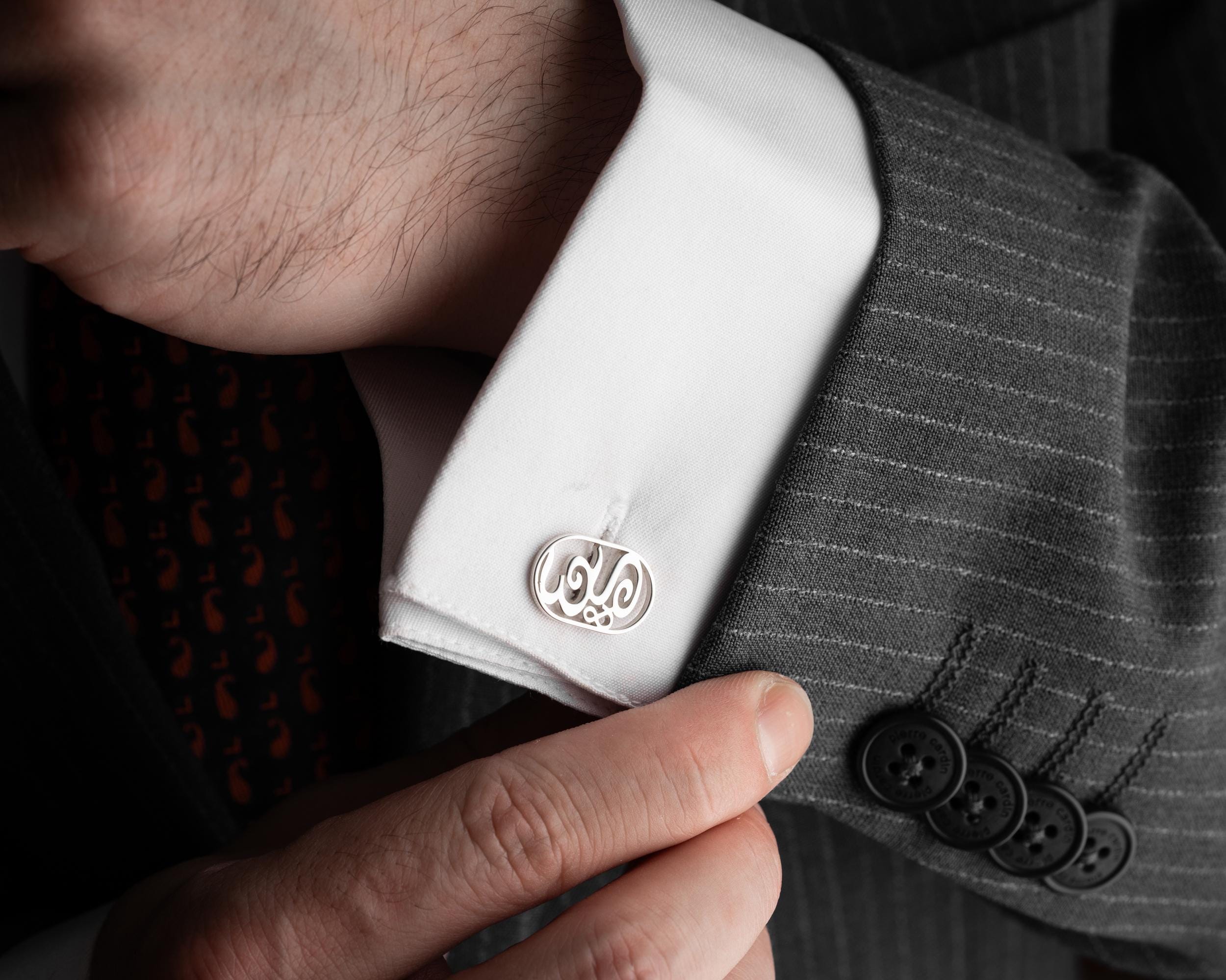 Personalized Sterling Silver Initial Cufflinks – Handmade Monogrammed Gift