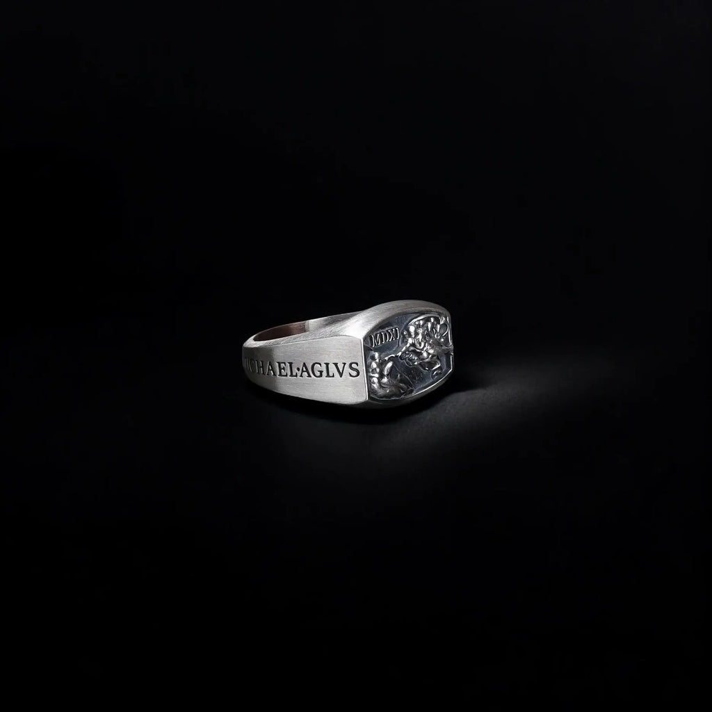 Sterling Silver Michelangelo Ring: Renaissance Art, Hand of God   Charmora Jewelry