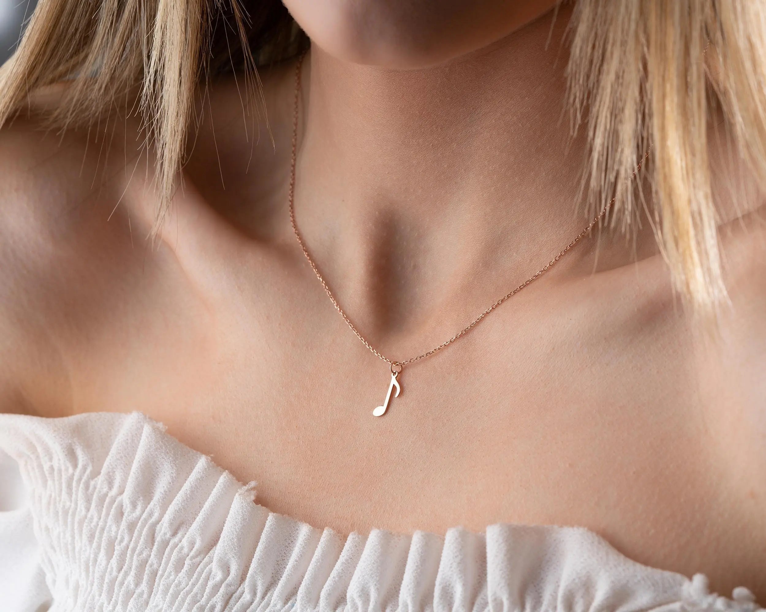 Collier en argent sterling avec note de musique : cadeau pour musicien, chaîne de 45 cm