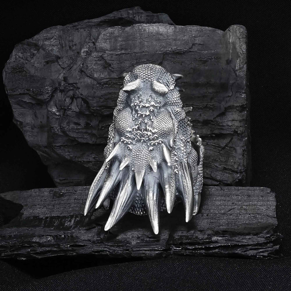 Oxidized Sterling Silver Dragon Ring: Gothic Mens Jewelry