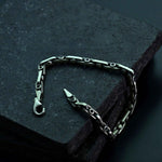 925 Sterling Silver Gemstone Chain Bracelet for Men,Minimal Gothic Men’s Jewelry Gift
