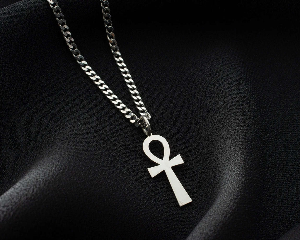 Sterling Silver Egyptian Ankh Cross Necklace: Symbol of Life Pendant   Charmora Jewelry