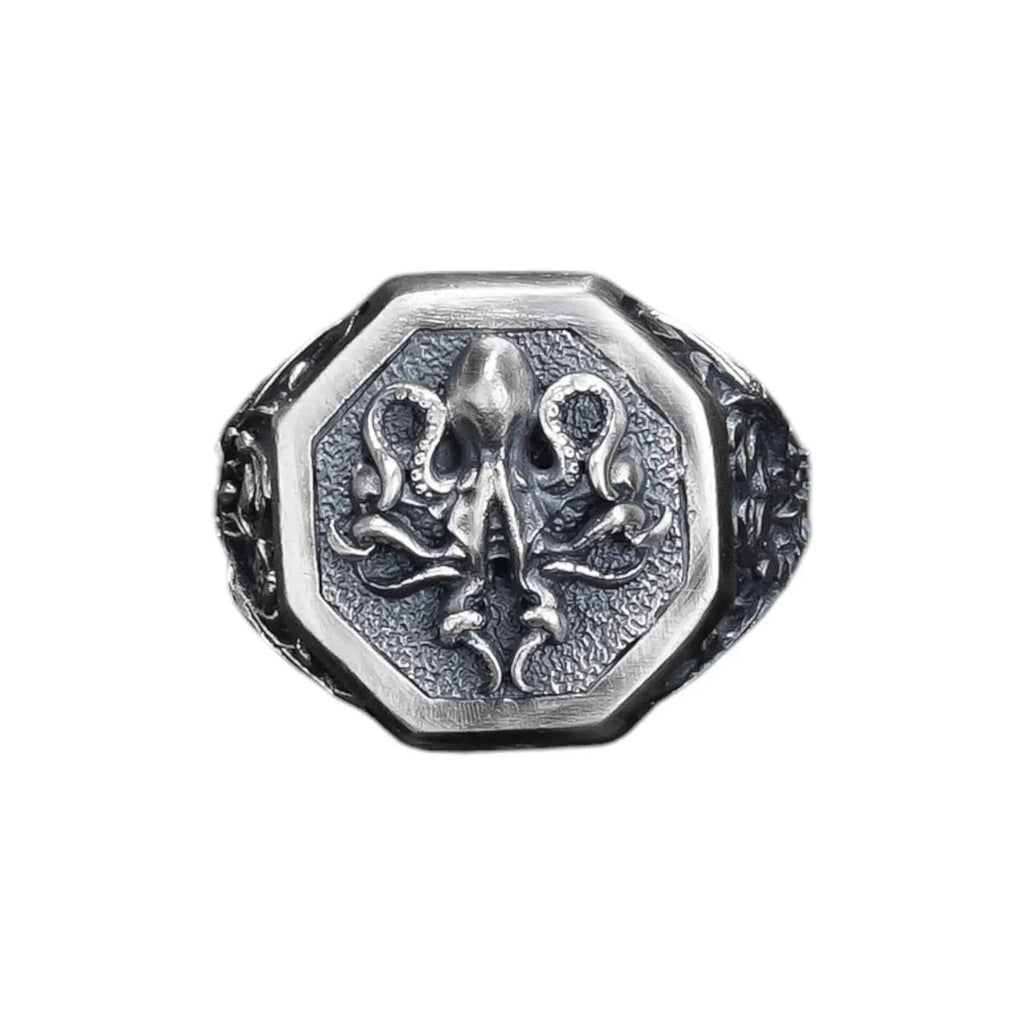 Octopus Men's Silver Ring, Lovecraft Cthulhu Statement Ring, Nautical Jewelry, Mythical Creature Gift