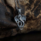 Sterling Silver Winged Dragon Necklace - Mens Pendant Jewelry   Charmora Jewelry