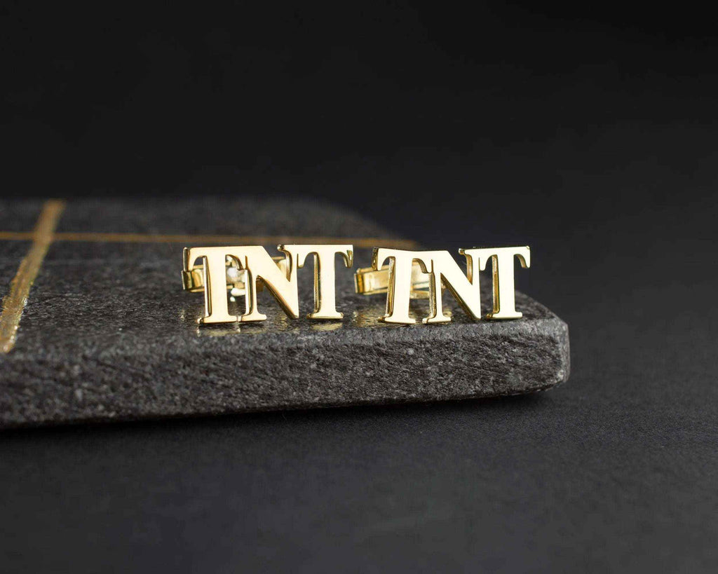 Engraved Initial Cufflinks: 925 Sterling Silver Groomsmen Gift